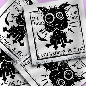 3pc - Everything is Fine Funny Cat Sticker Pack – Water Bottle, Tumbler, Laptop